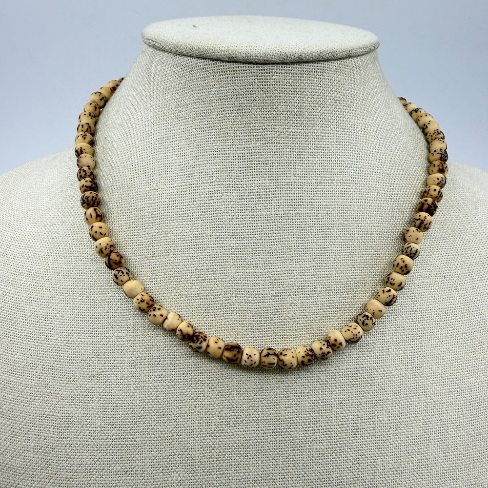 Y2K Natural Spotted Seed Bead Strand Necklace Boho Beach Jewelry Gift Classic